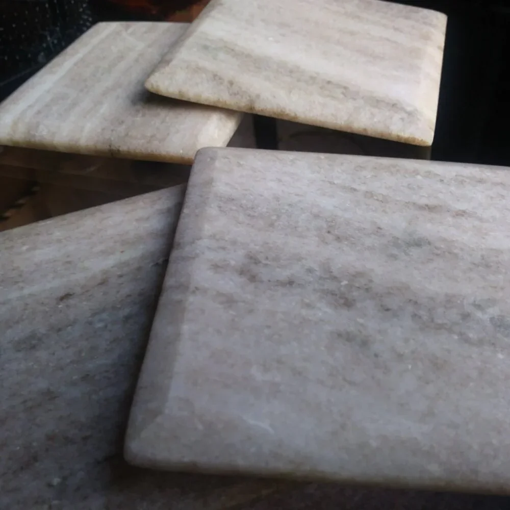 Natural Stone Marble Coaster Set